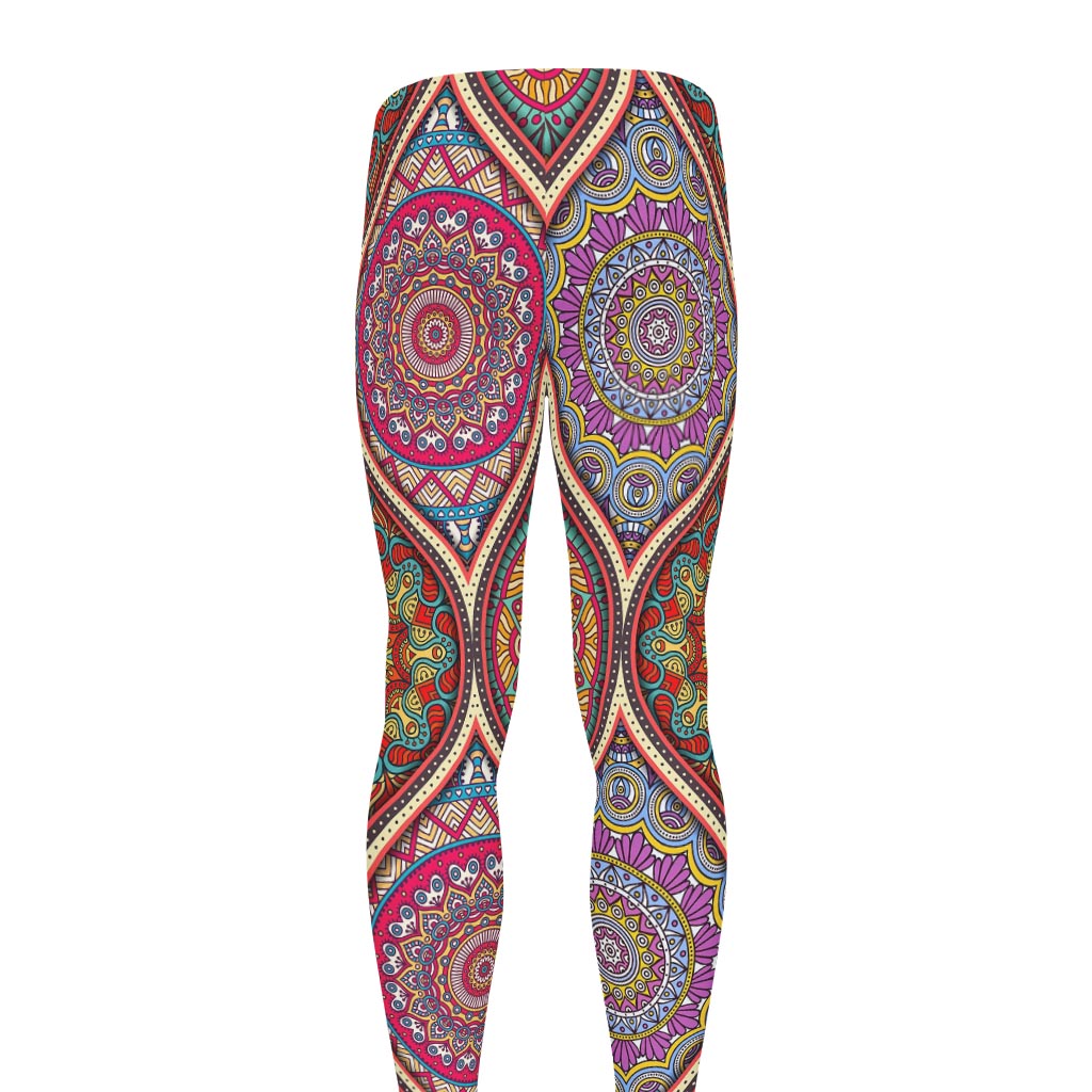 Oval Bohemian Mandala Patchwork Print Men's leggings