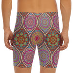 Oval Bohemian Mandala Patchwork Print Men's Long Boxer Briefs
