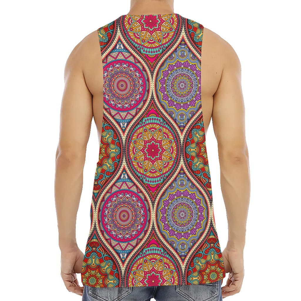 Oval Bohemian Mandala Patchwork Print Men's Muscle Tank Top