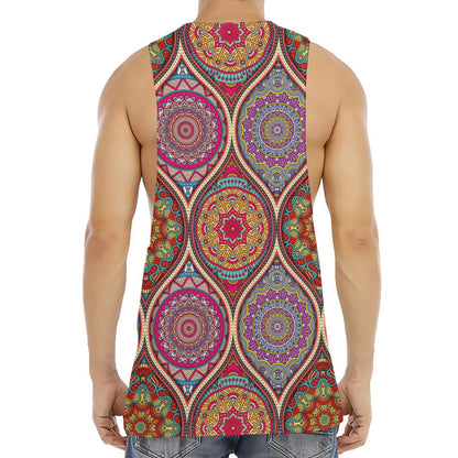 Oval Bohemian Mandala Patchwork Print Men's Muscle Tank Top