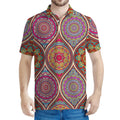 Oval Bohemian Mandala Patchwork Print Men's Polo Shirt