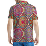Oval Bohemian Mandala Patchwork Print Men's Polo Shirt