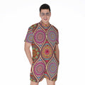 Oval Bohemian Mandala Patchwork Print Men's Romper