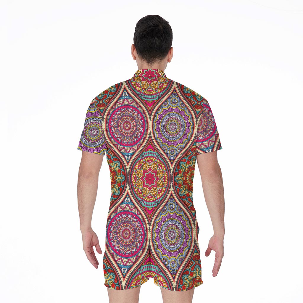 Oval Bohemian Mandala Patchwork Print Men's Rompers