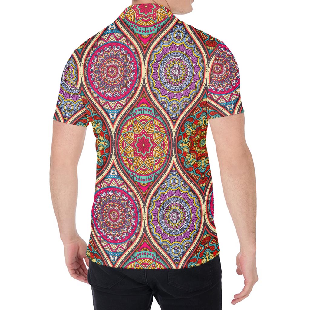 Oval Bohemian Mandala Patchwork Print Men's Shirt