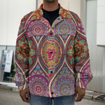 Oval Bohemian Mandala Patchwork Print Men's Shirt Jacket