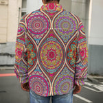 Oval Bohemian Mandala Patchwork Print Men's Shirt Jacket