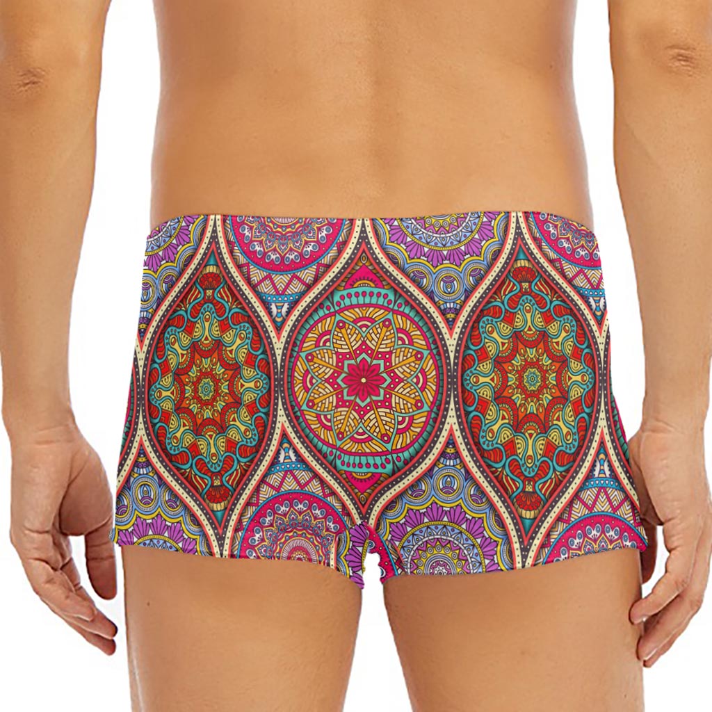 Oval Bohemian Mandala Patchwork Print Men's Short Boxer Briefs