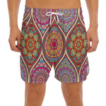 Oval Bohemian Mandala Patchwork Print Men's Split Running Shorts