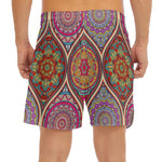 Oval Bohemian Mandala Patchwork Print Men's Split Running Shorts