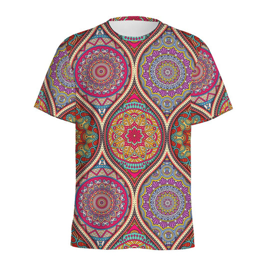 Oval Bohemian Mandala Patchwork Print Men's Sports T-Shirt