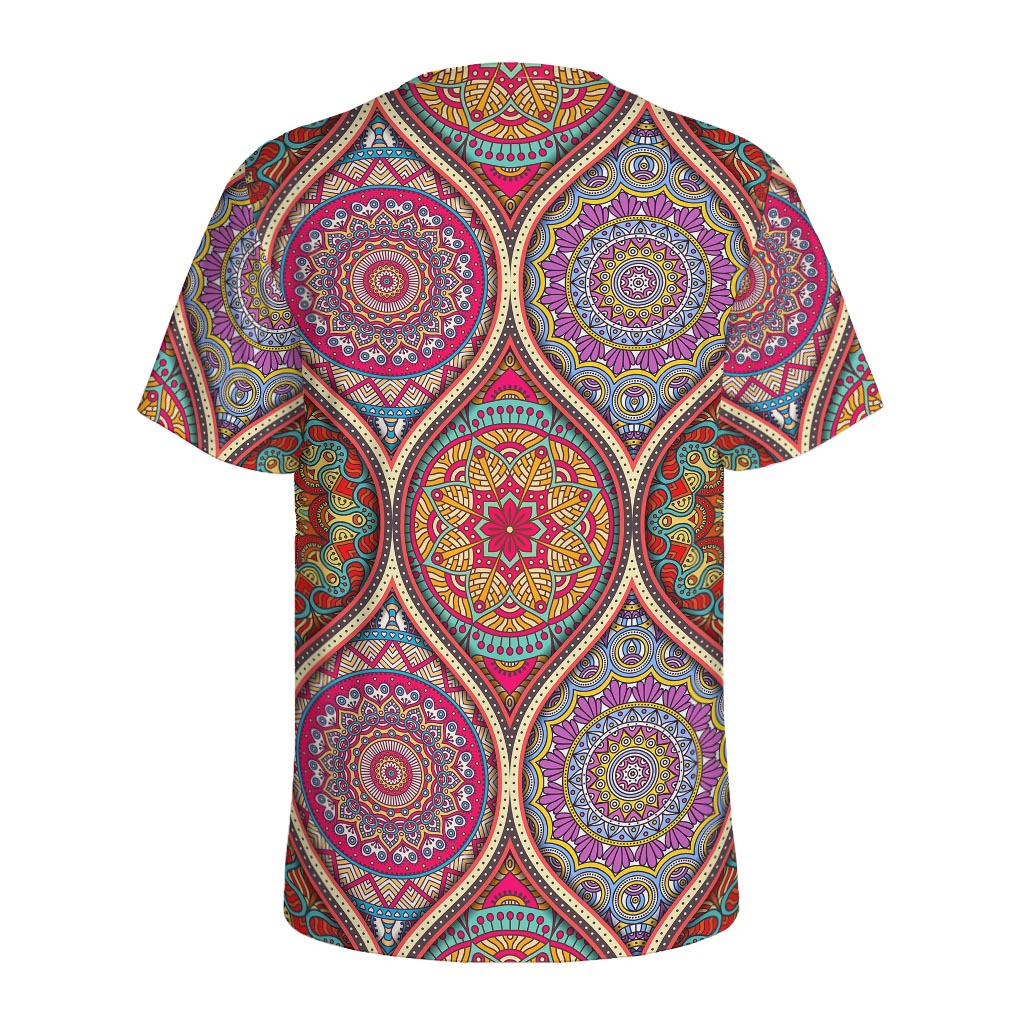 Oval Bohemian Mandala Patchwork Print Men's Sports T-Shirt