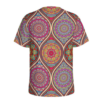Oval Bohemian Mandala Patchwork Print Men's Sports T-Shirt