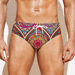 Oval Bohemian Mandala Patchwork Print Men's Swim Briefs