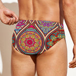 Oval Bohemian Mandala Patchwork Print Men's Swim Briefs