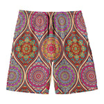Oval Bohemian Mandala Patchwork Print Men's Swim Trunks