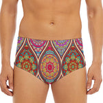 Oval Bohemian Mandala Patchwork Print Men's Triangle Swim Briefs
