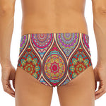 Oval Bohemian Mandala Patchwork Print Men's Triangle Swim Briefs