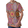 Oval Bohemian Mandala Patchwork Print Men's Velvet T-Shirt