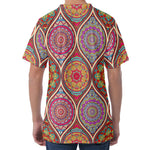 Oval Bohemian Mandala Patchwork Print Men's Velvet T-Shirt