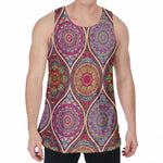 Oval Bohemian Mandala Patchwork Print Men's Velvet Tank Top