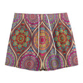Oval Bohemian Mandala Patchwork Print Mesh Shorts