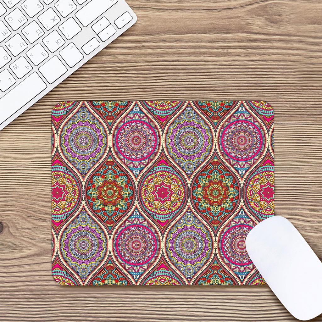 Oval Bohemian Mandala Patchwork Print Mouse Pad