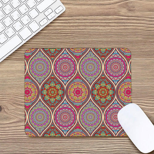 Oval Bohemian Mandala Patchwork Print Mouse Pad
