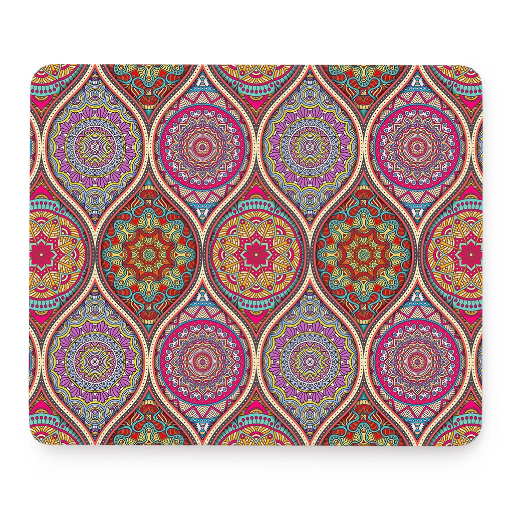 Oval Bohemian Mandala Patchwork Print Mouse Pad