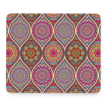 Oval Bohemian Mandala Patchwork Print Mouse Pad