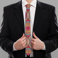 Oval Bohemian Mandala Patchwork Print Necktie