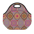 Oval Bohemian Mandala Patchwork Print Neoprene Lunch Bag