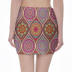 Oval Bohemian Mandala Patchwork Print Pencil Mini Skirt