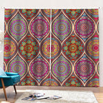 Oval Bohemian Mandala Patchwork Print Pencil Pleat Curtains