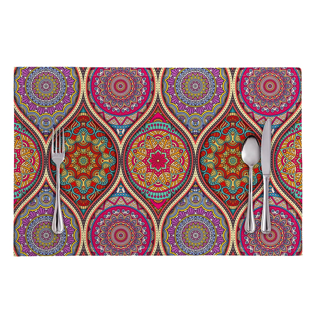 Oval Bohemian Mandala Patchwork Print Placemat