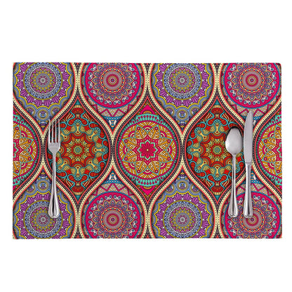 Oval Bohemian Mandala Patchwork Print Placemat