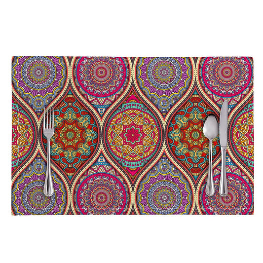 Oval Bohemian Mandala Patchwork Print Placemat