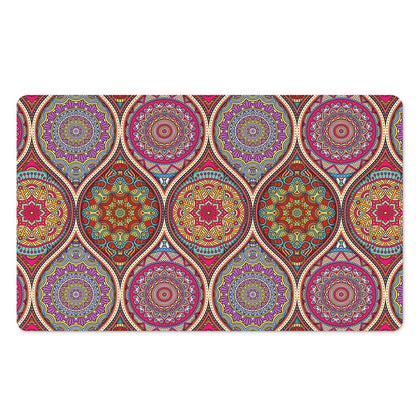 Oval Bohemian Mandala Patchwork Print Polyester Doormat