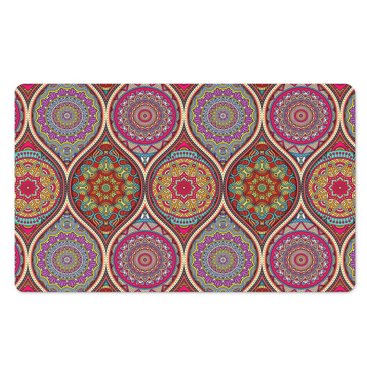 Oval Bohemian Mandala Patchwork Print Polyester Doormat