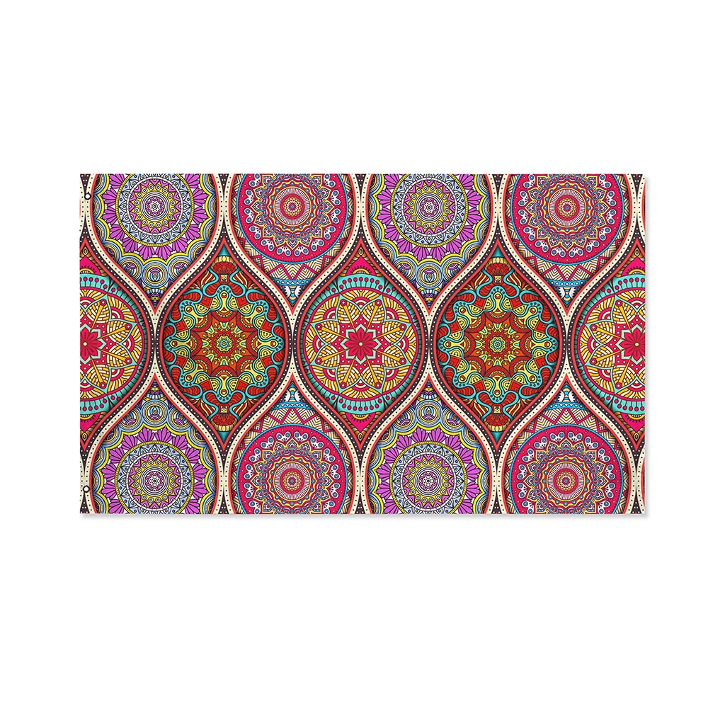 Oval Bohemian Mandala Patchwork Print Polyester Flag