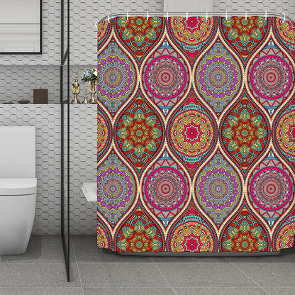 Oval Bohemian Mandala Patchwork Print Polyester Shower Curtain