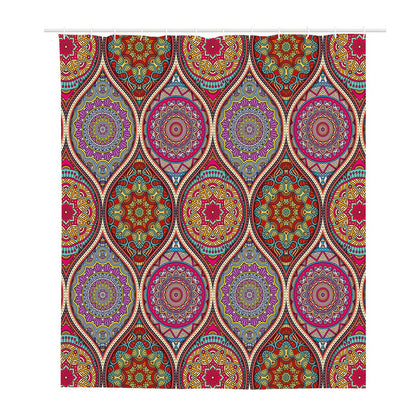 Oval Bohemian Mandala Patchwork Print Polyester Shower Curtain