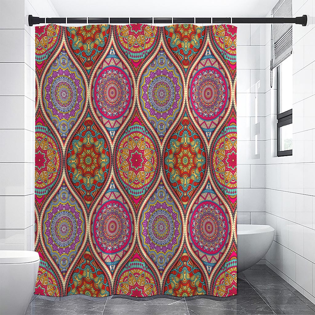 Oval Bohemian Mandala Patchwork Print Premium Shower Curtain