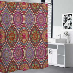 Oval Bohemian Mandala Patchwork Print Premium Shower Curtain