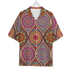 Oval Bohemian Mandala Patchwork Print Rayon Hawaiian Shirt