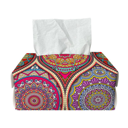 Oval Bohemian Mandala Patchwork Print Rectangle Tissue Box Cover
