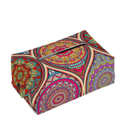 Oval Bohemian Mandala Patchwork Print Rectangle Tissue Box Cover