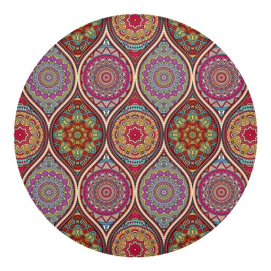 Oval Bohemian Mandala Patchwork Print Round Blanket