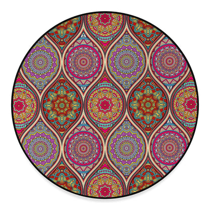Oval Bohemian Mandala Patchwork Print Round Floor Mat