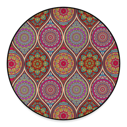 Oval Bohemian Mandala Patchwork Print Round Floor Mat